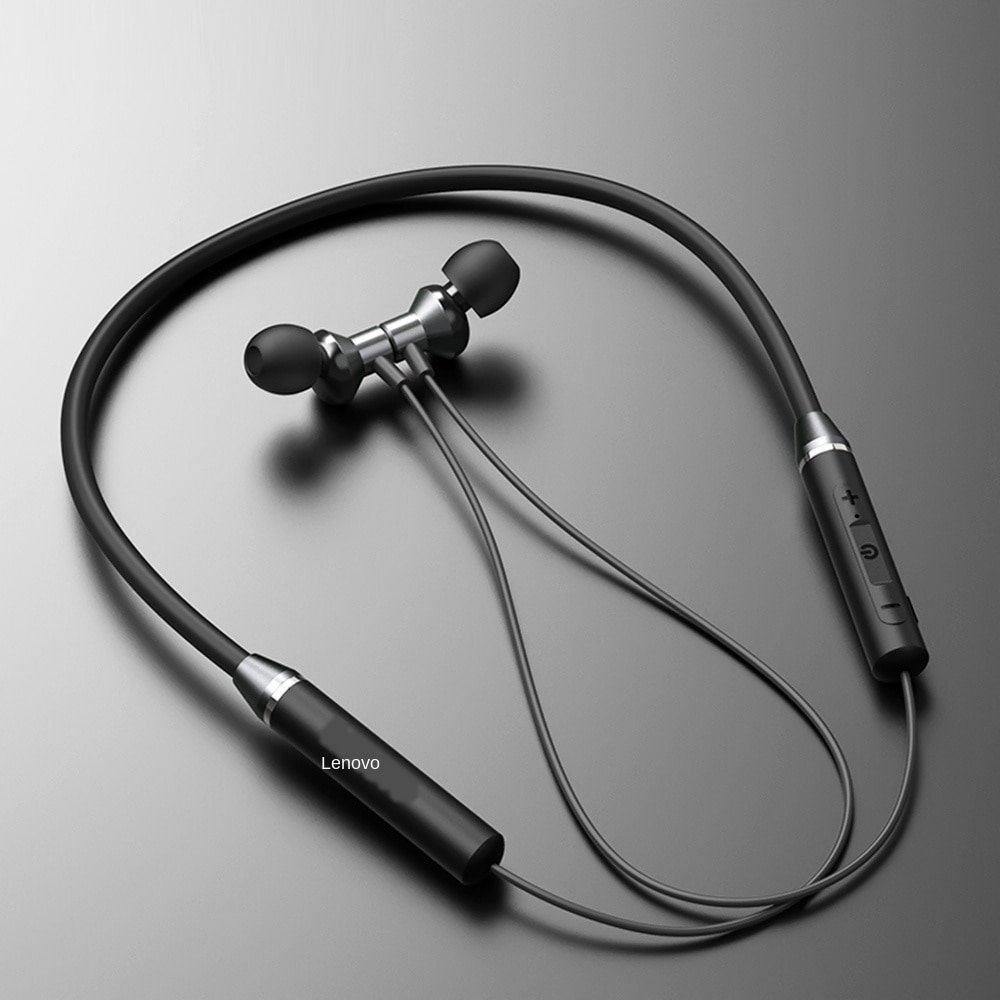 Auriculares inalámbricos Lenovo Bluetooth5.0, auriculares magnéticos con banda para el cuello, Auriculares deportivos impermeables IPX5 con micrófono de cancelación de ruido