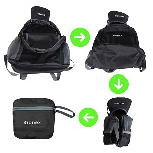 Mochila Gonex 20L ultraligera, mochila plegable, mochila negra para la escuela de nailon, viajes, senderismo, deporte al aire libre, actividad familiar 2019