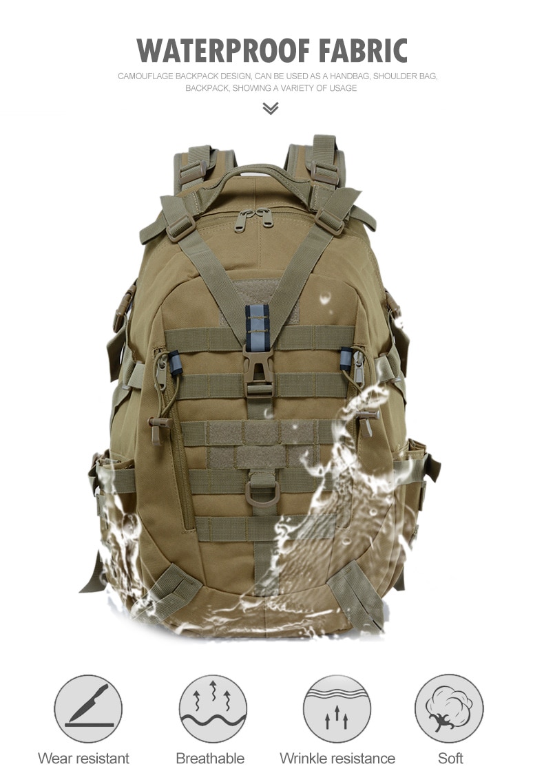 Mochila militar De 40L para acampada, para hombre, estilo militar táctico, Molle, para escalada, senderismo y exteriores, Tas deportivas XA714WA