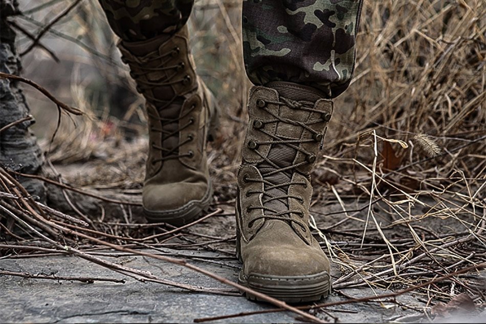 Zapatos de senderismo militares para hombre, botas deportivas de primera capa de cuero 1000D de nailon resistentes al agua, zapatillas deportivas para mujer