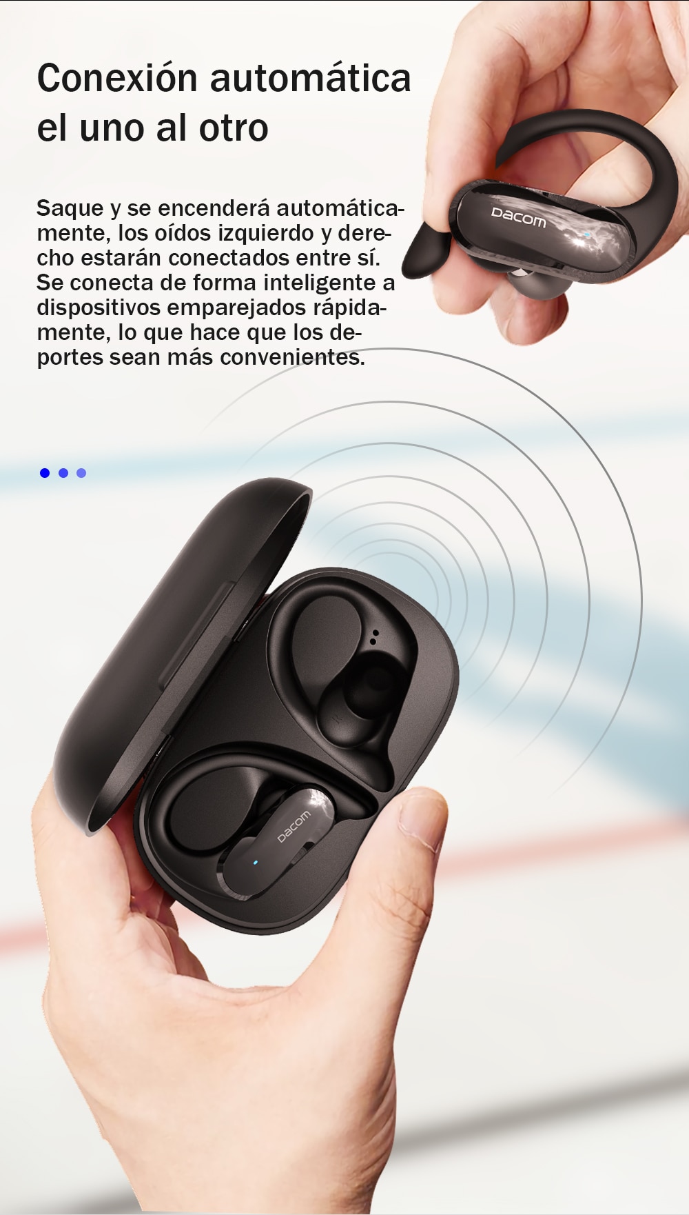 DACOM-auriculares TWS, inalámbricos por Bluetooth, auriculares estéreo deportivos de graves para iPhone y Samsung