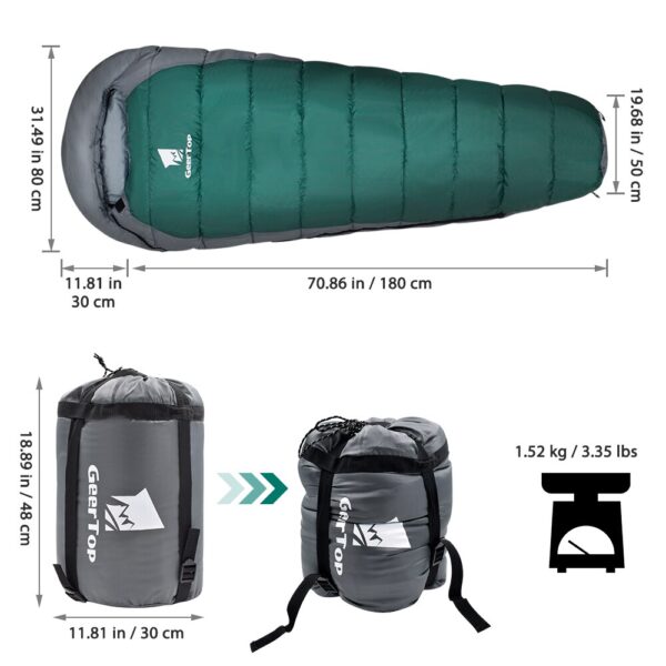Saco de dormir 4 temporada Camping equipo compacto impermeable - Imagen 6