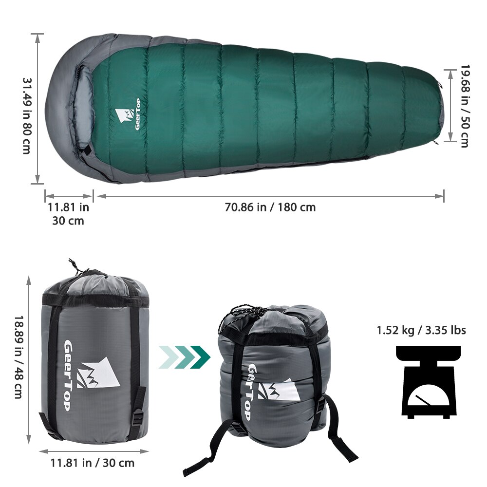 GeerTop de dormir seguro caliente 4 temporada Camping dormir equipo compacto impermeable mamá bolsas de dormir al aire libre senderismo turismo