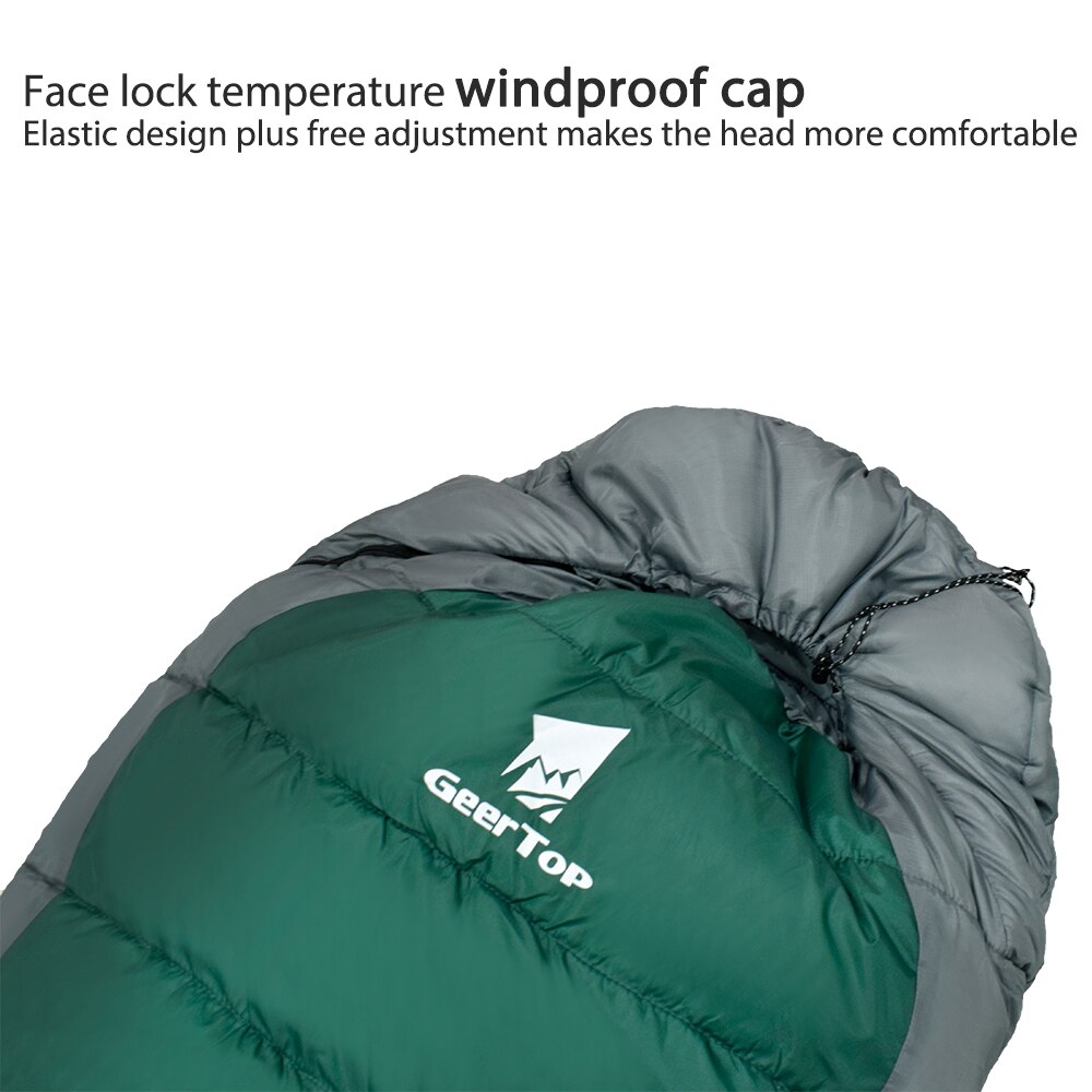 GeerTop de dormir seguro caliente 4 temporada Camping dormir equipo compacto impermeable mamá bolsas de dormir al aire libre senderismo turismo
