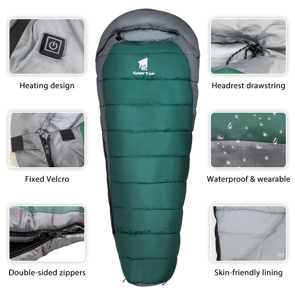 GeerTop de dormir seguro caliente 4 temporada Camping dormir equipo compacto impermeable mamá bolsas de dormir al aire libre senderismo turismo