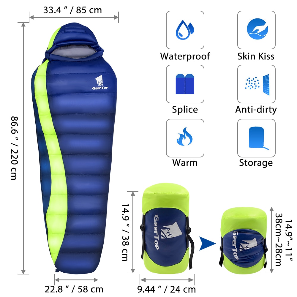GeerTop, saco de dormir ultraligero para Hamaca, tienda impermeable de invierno, bolsas de dormir para mamás para acampar al aire libre, niños y adultos