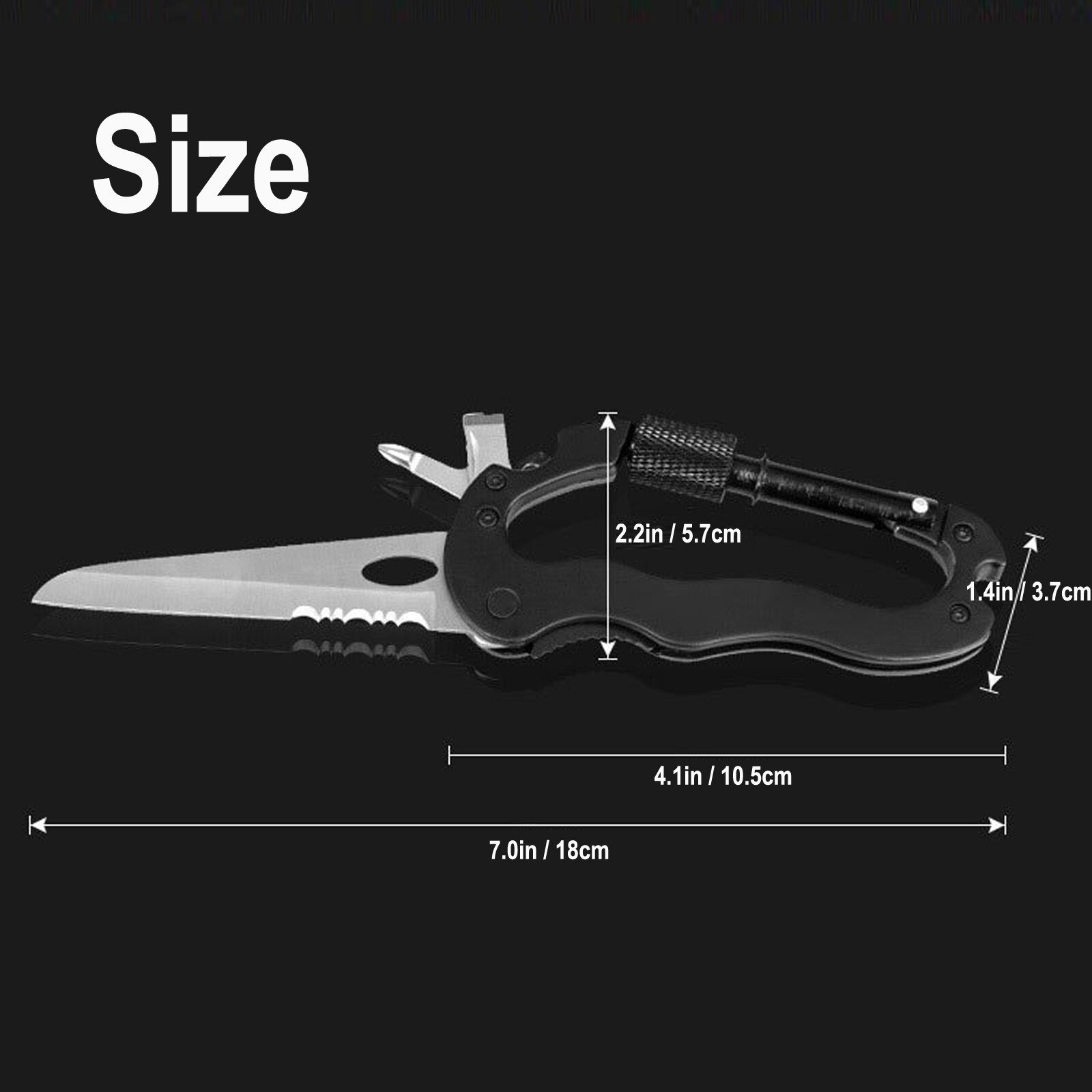 5 En 1 Multi-funcional cuchillo actualizado mosquetón llavero Camping Supervivencia
