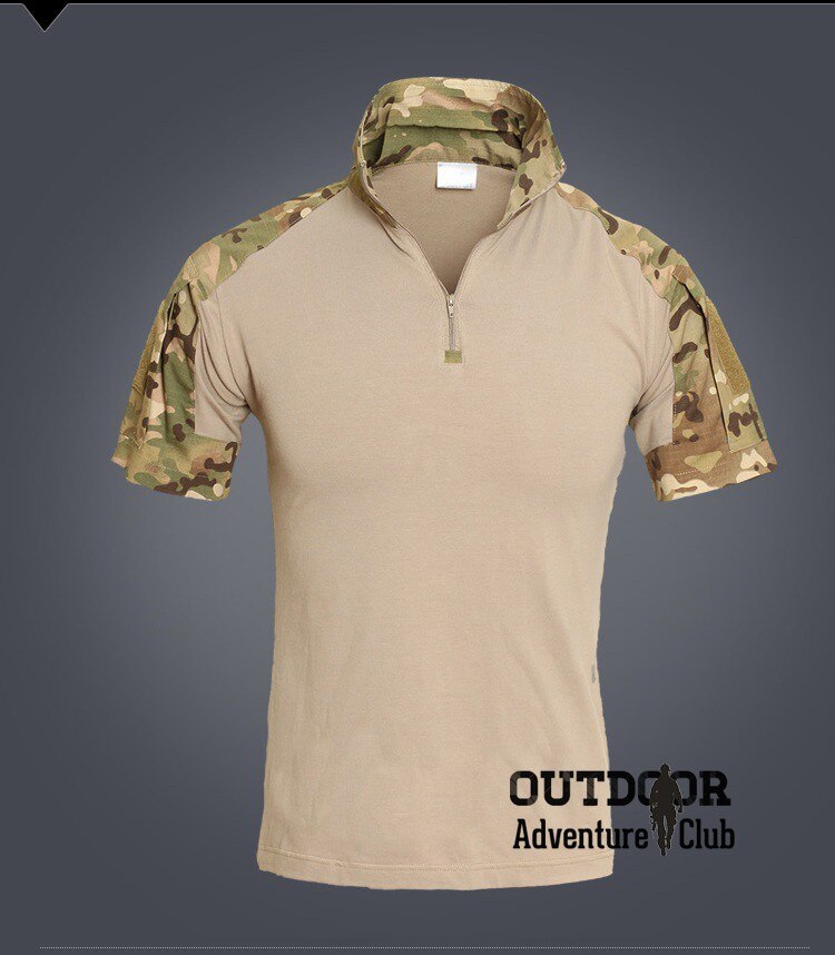 ReFire Gear de combate del ejército de camuflaje de verano para hombres, camisa Polo táctico militar de la fuerza de los EE. UU., camisa Polo de manga de pantalón de camuflaje Airsoft