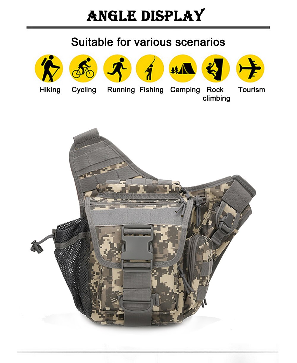 Bolso de hombro táctico militar 800D Oxford Molle, bolso de ejército para exteriores, senderismo, viaje, escalada, bolso cruzado, senderismo y acampada Bolso de hombro táctico militar 800D Oxford Molle, bolso de ejército para exteriores, senderismo, viaje, escalada, bolso cruzado, senderismo y acampada