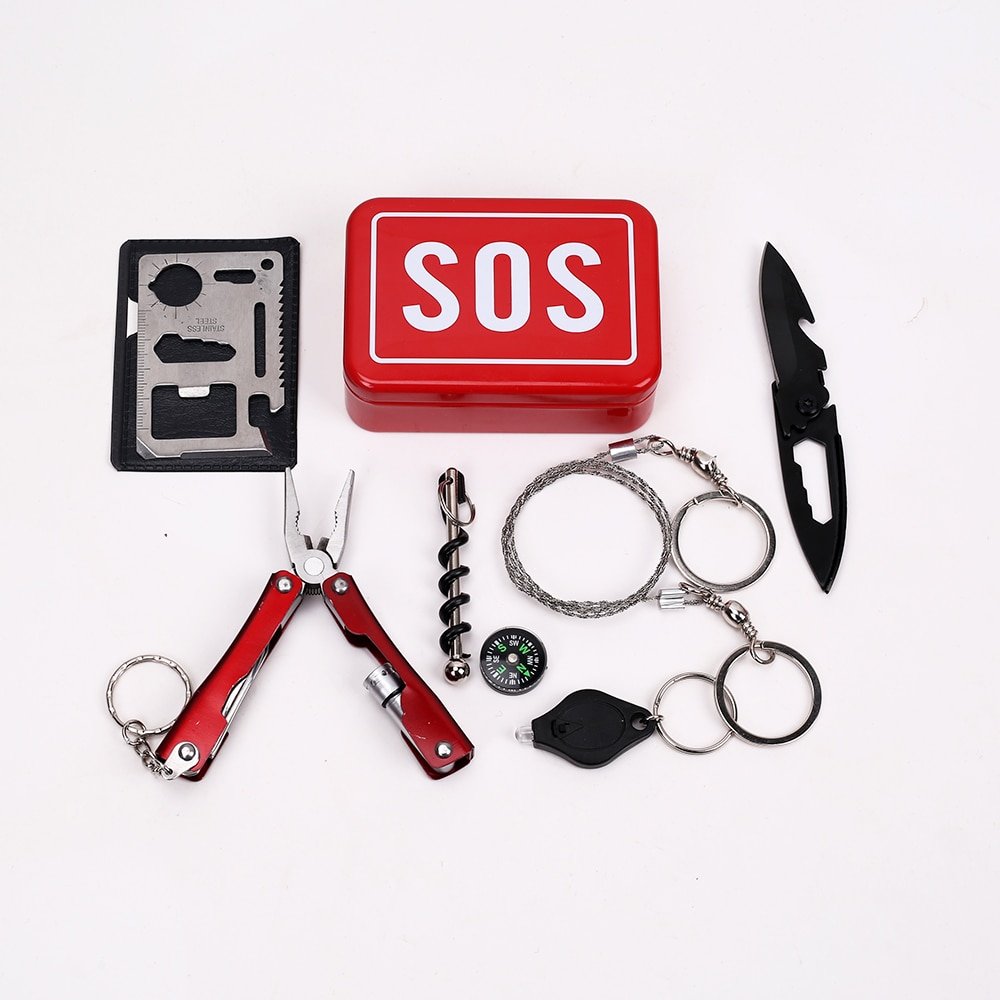 Kit de equipo de emergencia SOS, herramienta de supervivencia para acampar SOS