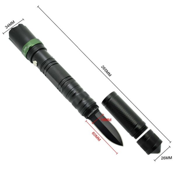 Linterna Led de autodefensa con cuchilla y 3 modos de Zoom, linterna telescópica tipo bastón, linterna táctica con interruptor de cristal - Imagen 2