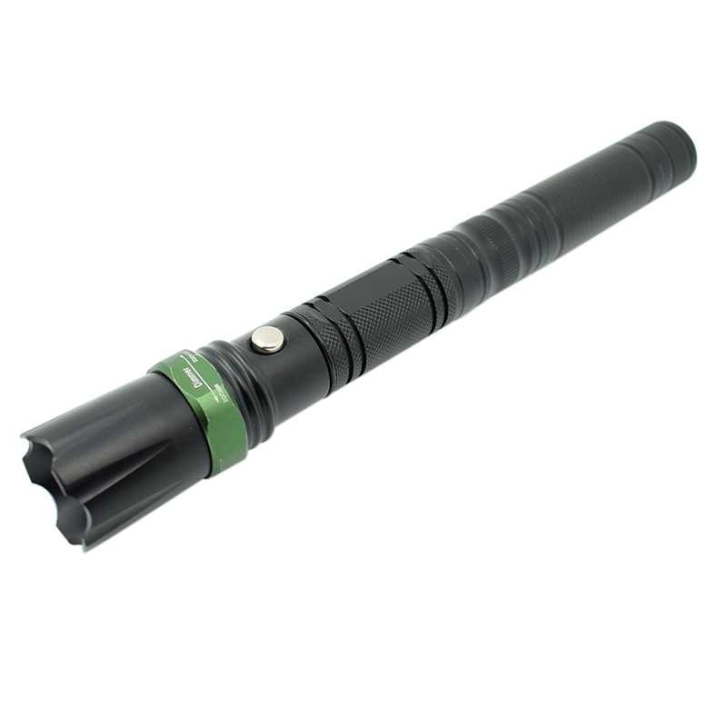 Linterna Led de autodefensa con cuchilla y 3 modos de Zoom, linterna telescópica tipo bastón, linterna táctica con interruptor de cristal