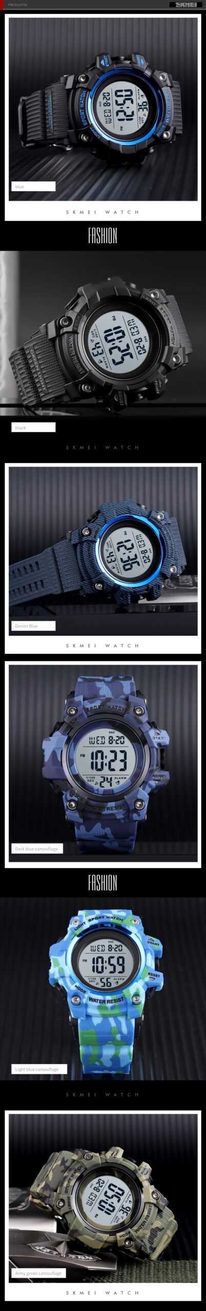 Reloj deportivo de moda para hombre, relojes lujosos SKMEI, cronómetro Digital con cuenta atrás, reloj resistente al agua de 50bar, reloj militar para hombre