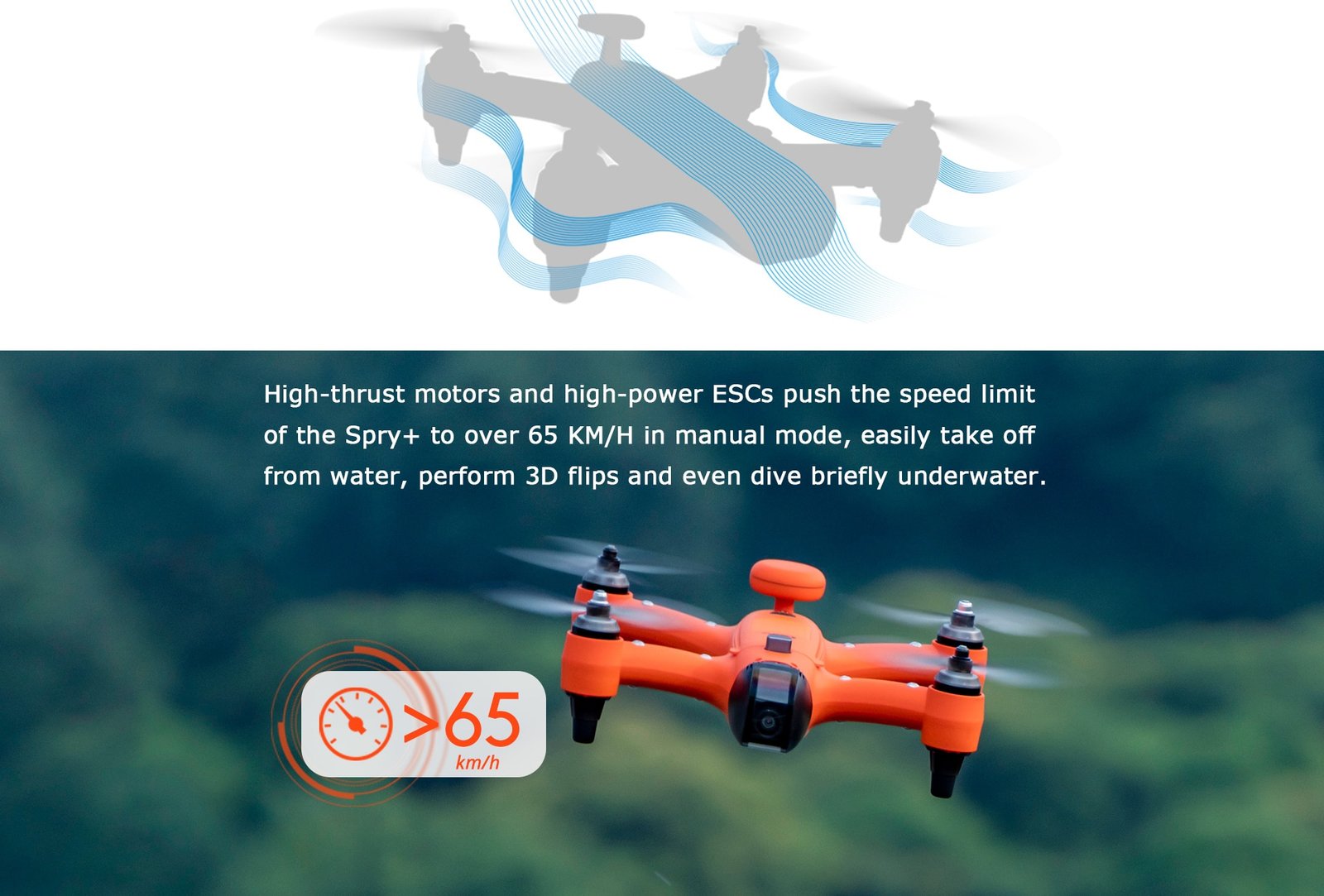 Dron impermeable Swellpro Spry 2020, Dron sumergible con cámara 4K, Dron portátil