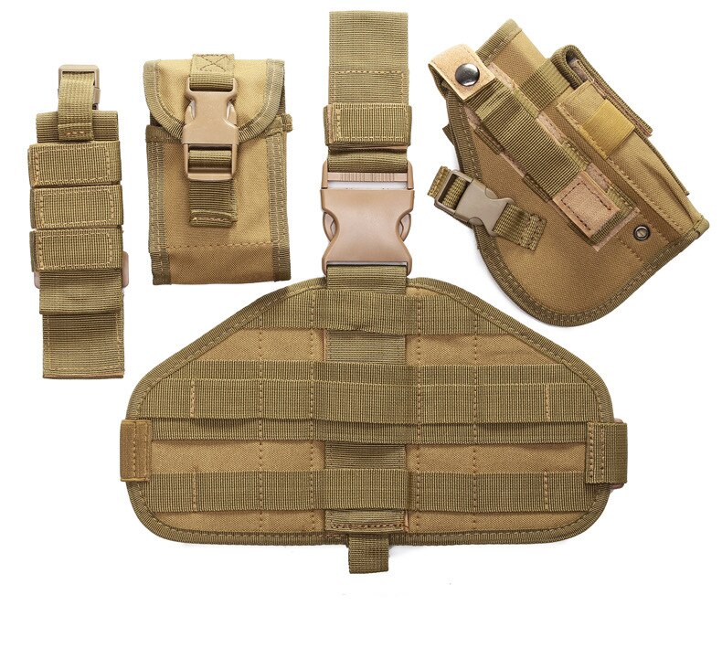 Funda táctica para pistola de pierna, bolsa de camuflaje multifunción para exteriores del ejército, funda protectora de pierna atada para pistola, funda protectora de bolsillo para teléfono, equipo de caza