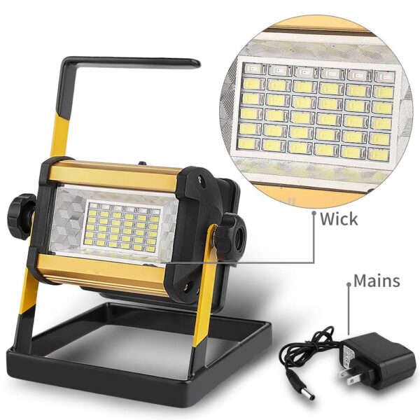Foco Led Outdoor Reflector LED de 50W, recargable, 18650 Baterías x 4 - Imagen 3