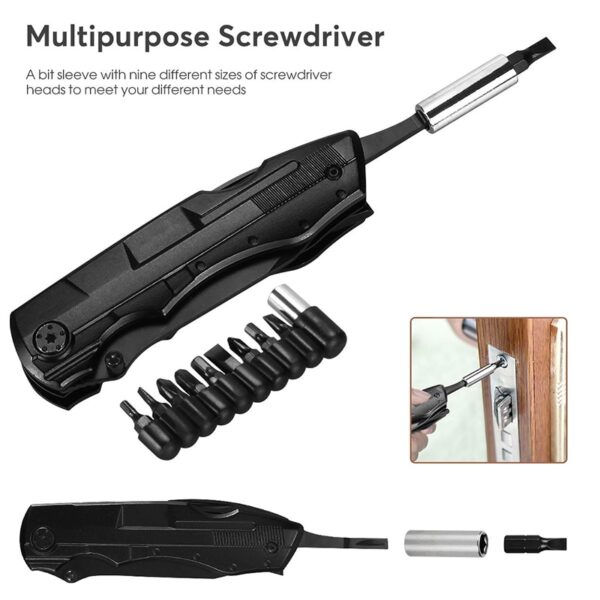 Set multiherramientas con cuchillos y destornillador, utensilios portátiles de acero inoxidable para supervivencia Outdoor y campamento - Imagen 5