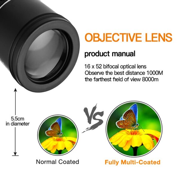 Monocular portátil de 16X52, prismáticos HD de alta potencia, Campamento - Imagen 2