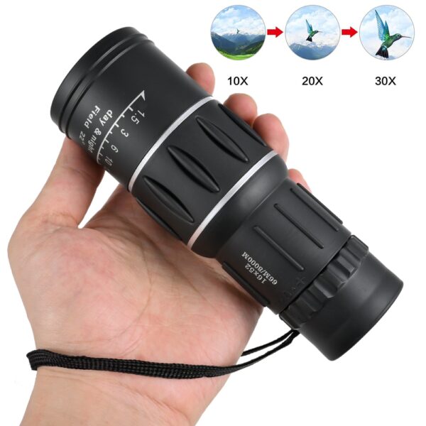 Monocular portátil de 16X52, prismáticos HD de alta potencia, Campamento