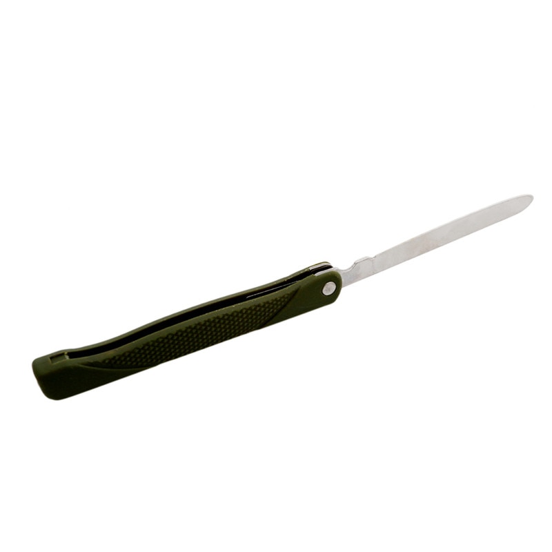 Juego de cubiertos plegables portátiles de acero inoxidable, cuchillo de tenedor con bolsa verde militar, bolsa de supervivencia para acampar, contenedor de cubiertos al aire libre