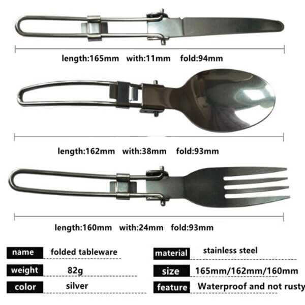 Cubiertos plegables portátiles de acero inoxidable para acampar Outdoor - Imagen 6