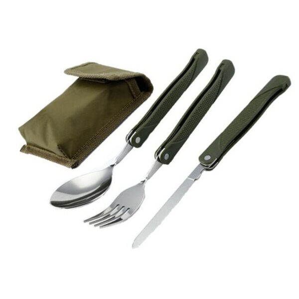 Cubiertos plegables portátiles de acero inoxidable para acampar Outdoor