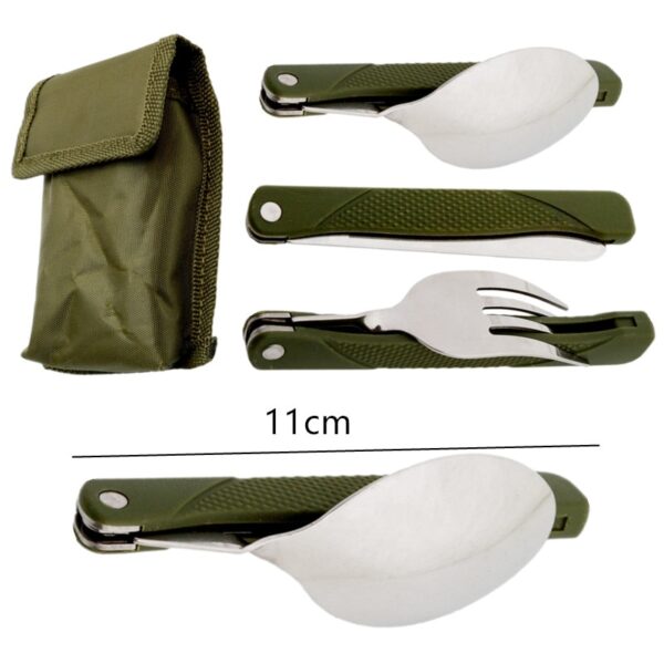 Cubiertos plegables portátiles de acero inoxidable para acampar Outdoor - Imagen 2