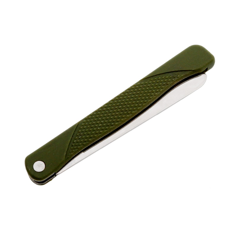 Juego de cubiertos plegables portátiles de acero inoxidable, cuchillo de tenedor con bolsa verde militar, bolsa de supervivencia para acampar, contenedor de cubiertos al aire libre