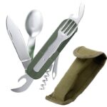 Cubiertos plegables para acampar Outdoor, tenedor, cuchara, abrebotellas