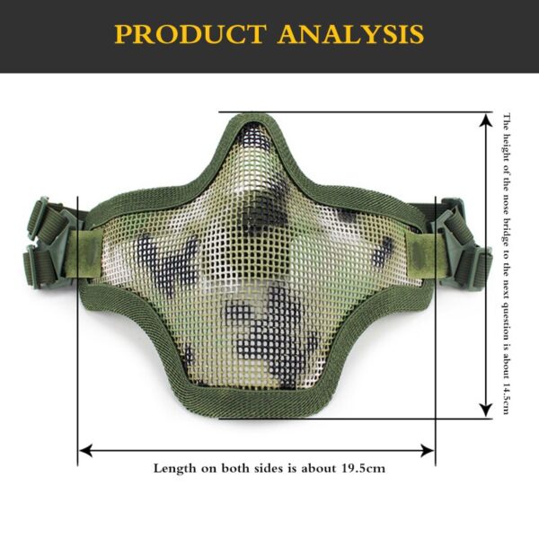 Malla facial metálica de acero de media cara Airsoft, protección táctica para caza militar - Imagen 5