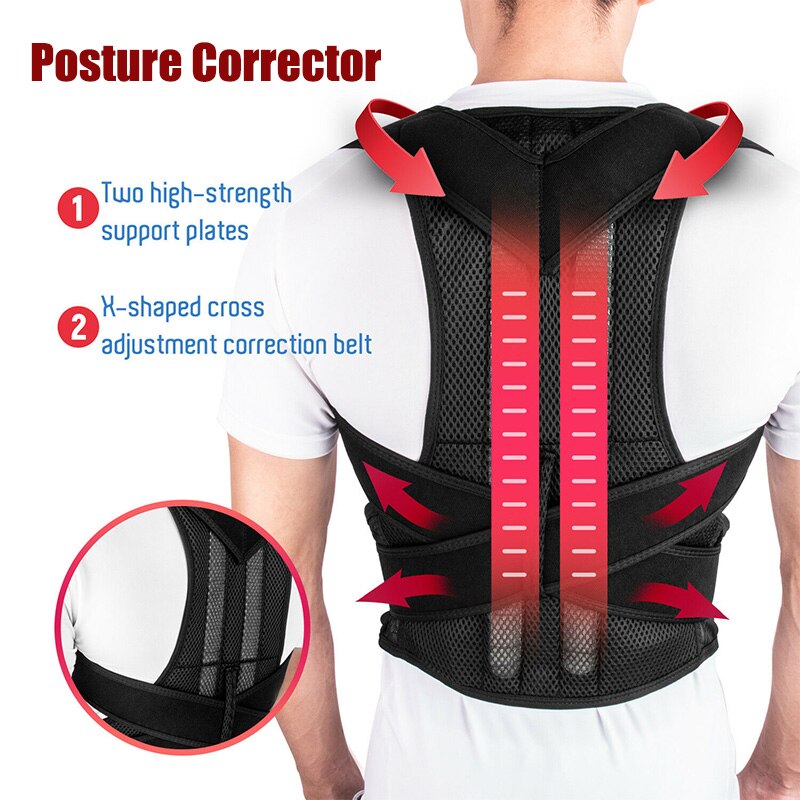 Soporte ajustable para hombros, Corrector de postura para soporte de dolor de espalda, cinturón de soporte, corsé médico para clavícula, columna vertebral, aparato ortopédico Lumbar