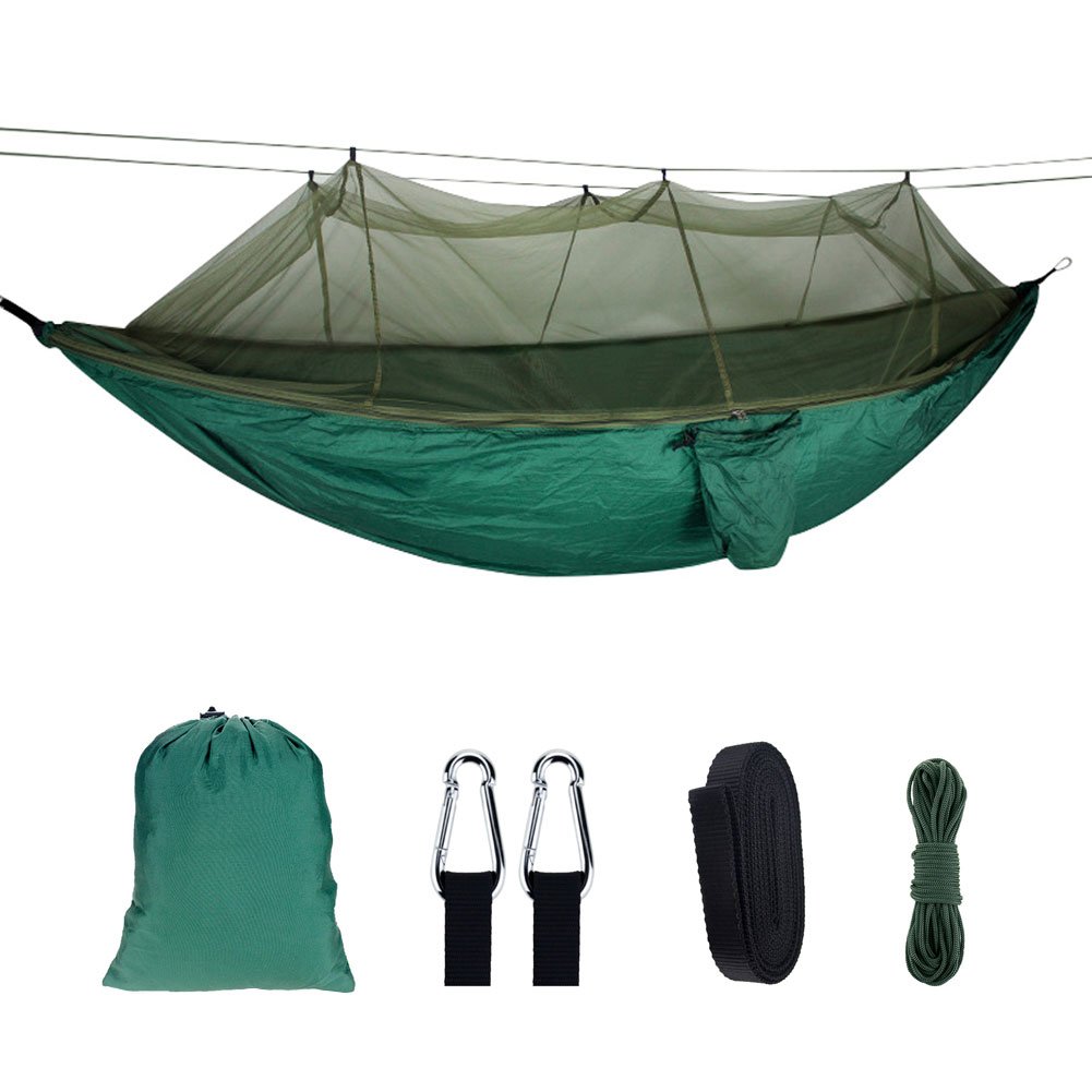 Hamaca de acampada/jardín con mosquitera, muebles de exterior para 1-2 personas, cama colgante portátil, tela de paracaídas resistente, columpio para dormir