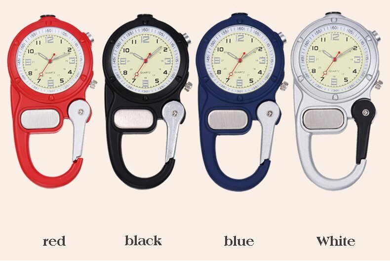ALK Fob Nurse reloj de bolsillo mosquetón Clip reloj negro escalar montaña al aire libre relojes deportivos LED Luz de bolsillo azul reloj Unisex