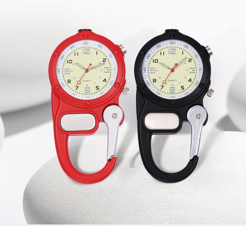 ALK Fob Nurse reloj de bolsillo mosquetón Clip reloj negro escalar montaña al aire libre relojes deportivos LED Luz de bolsillo azul reloj Unisex