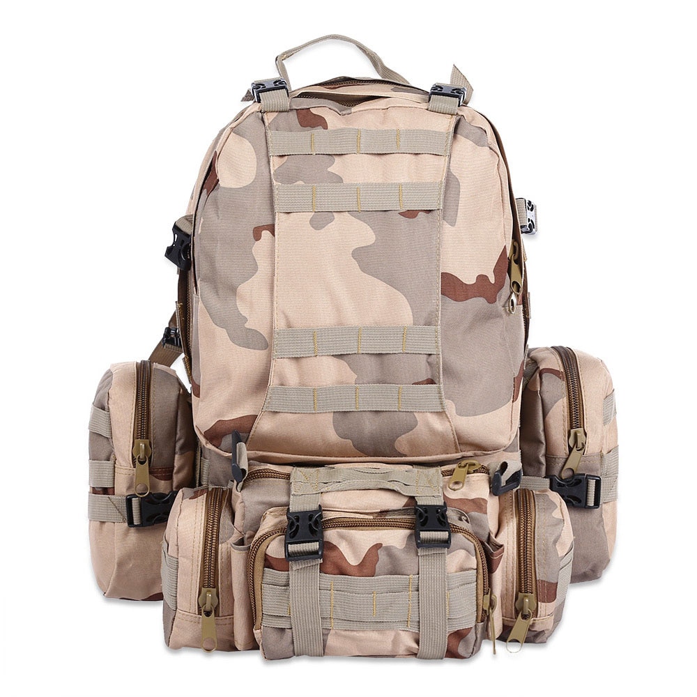 Mochila táctica de 50L 4 en 1, bolso militar, mochila del ejército Molle, bolsa para deportes al aire libre, para hombre, Camping, senderismo, viaje, escalada