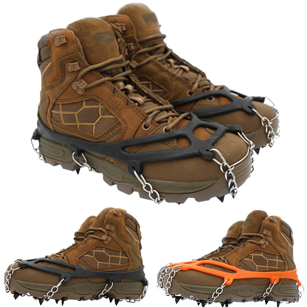 Crampones de escalada antideslizantes para nieve, cubrezapatos, pinzas de hielo para hacer senderismo, botas de exterior de acero al manganeso para invierno