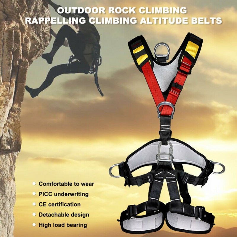 Cinturón de seguridad para montañismo, equipo de protección de trabajo aéreo de descenso, expansión al aire libre, rappel, cinturón de escalada, arnés de cuerpo completo