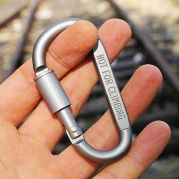 Mosquetón con bloqueo de escalada, mochila fija, hebilla colgante, herramienta de supervivencia para acampar, llavero al aire libre, gancho de bloqueo de tornillo - Imagen 2