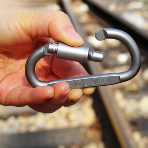 Mosquetón con bloqueo de escalada, mochila fija, hebilla colgante, herramienta de supervivencia para acampar, llavero al aire libre, gancho de bloqueo de tornillo - Imagen 4