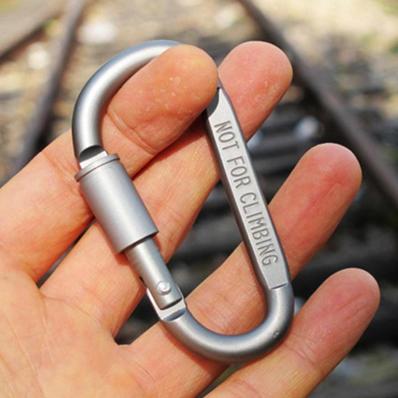 Mosquetón con bloqueo de escalada, mochila fija, hebilla colgante, herramienta de supervivencia para acampar, llavero al aire libre, gancho de bloqueo de tornillo