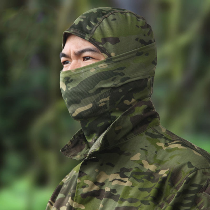 Pasamontañas de camuflaje táctico, máscara facial CS completa, juego de guerra, caza del ejército, deportes de ciclismo, casco con forro, militar, Multicam, CP, bufanda