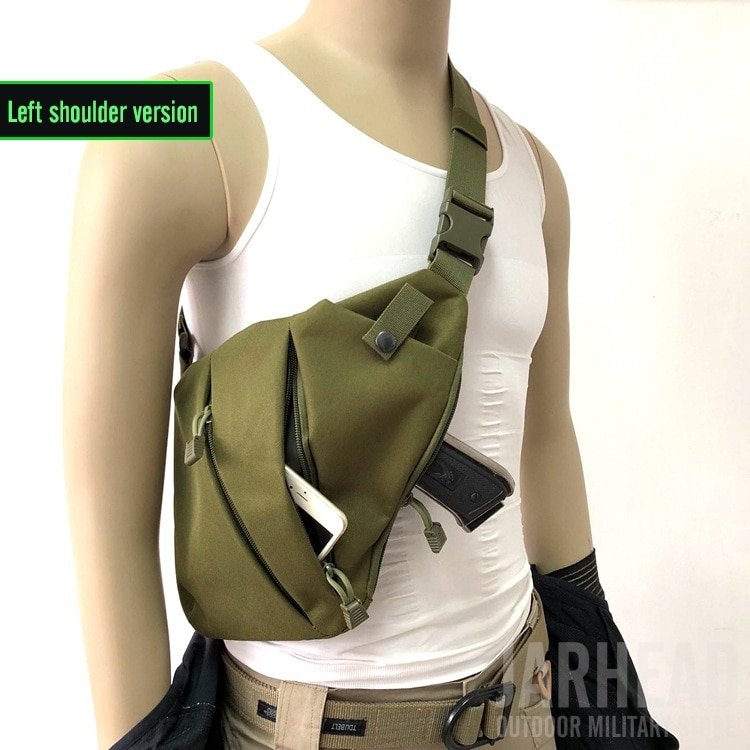 Bolsa de almacenamiento táctica oculta multifuncional para hombre, bolso de hombro de nailon para izquierda y derecha, antirrobo, para caza