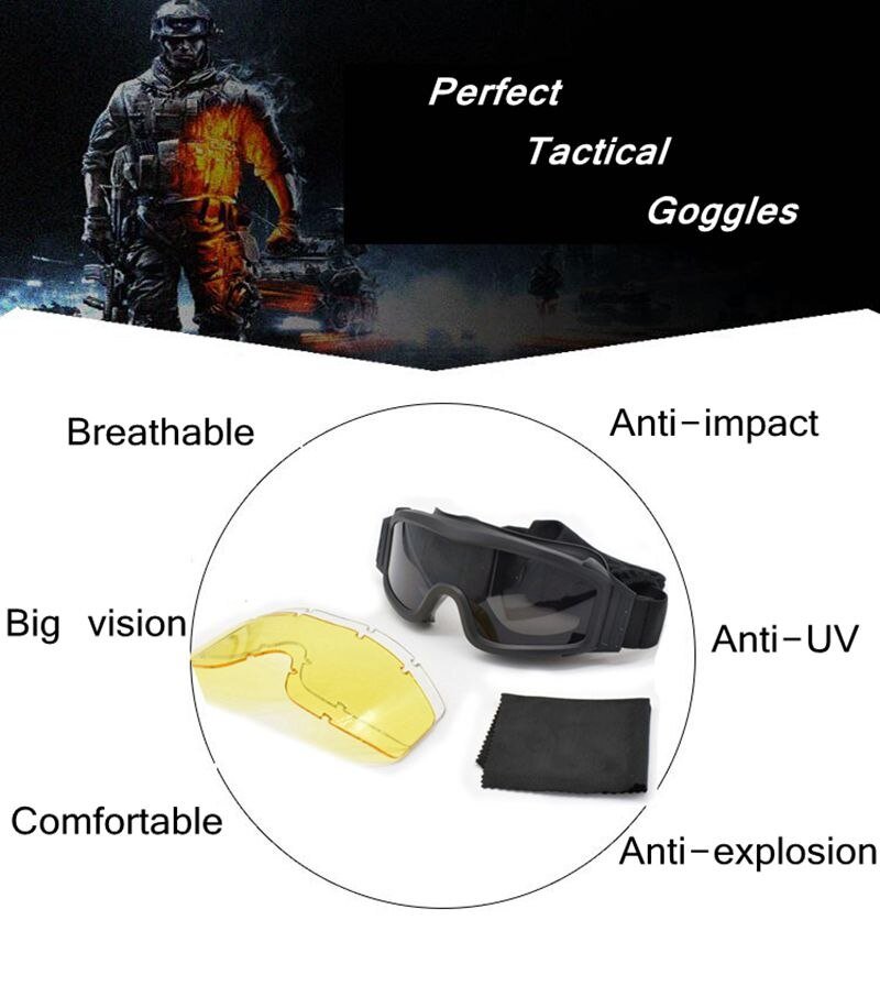 USMC-gafas tácticas militares Airsoft para hombre, protección para Paintball, UV400, gafas para balística, gafas de sol tácticas para tiro