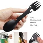 Herramientas outdoor 5 en 1 Kit EDC multifuncional tenedor cuchillo cuchara Botella/abrelatas