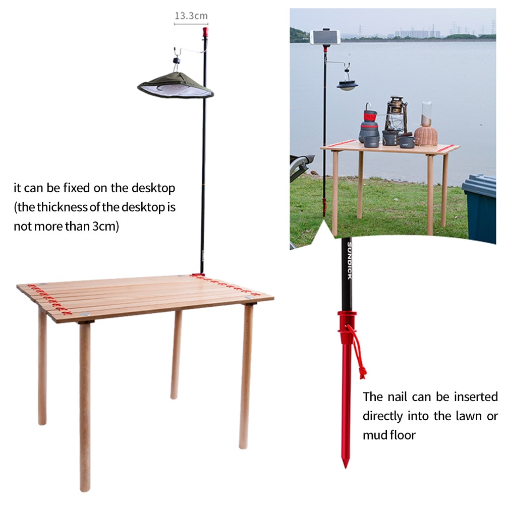 SUNDICK-Lámpara plegable multifuncional para acampada, caza y senderismo, poste de pesca portátil de aleación de aluminio, Fixi SUNDICK-Lámpara plegable multifuncional para acampada, caza y senderismo, poste de pesca portátil de aleación de aluminio, Fixi