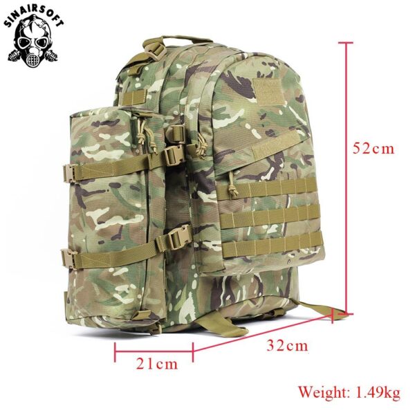 Mochila táctica militar de gran capacidad, 55L, 1000D, 3D, Outdoor, para acampar, senderismo, - Imagen 3