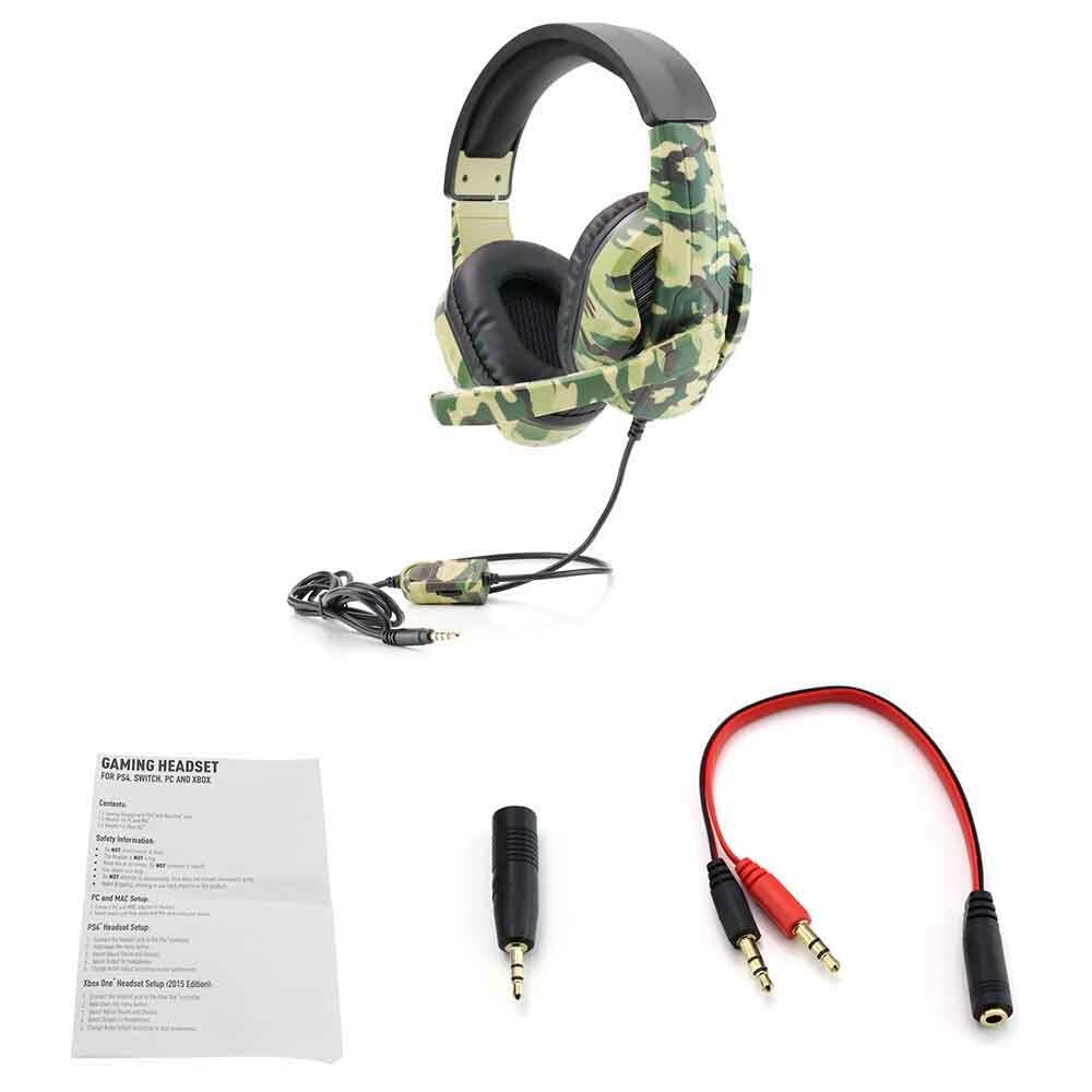 Auricular PS4 aplicable, camuflaje, 3,5mm, micrófono de Sonido envolvente estéreo para juegos, instrucciones y Accesorios de camuflaje