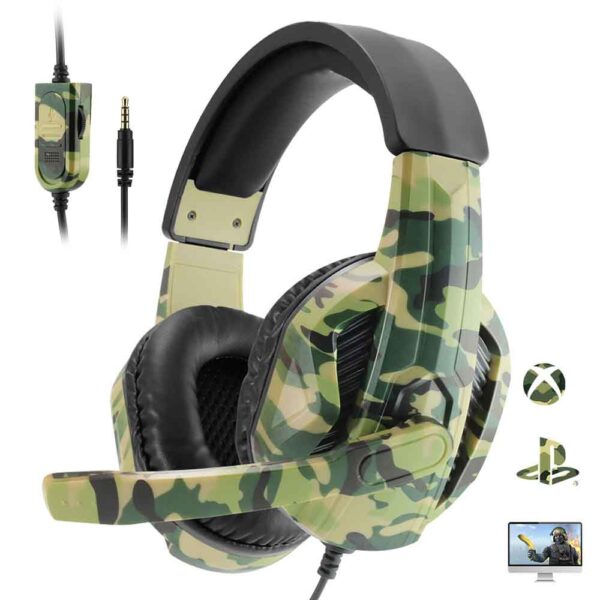 Auricular PS4 aplicable, camuflaje, 3,5mm, micrófono de Sonido envolvente estéreo para juegos, instrucciones y Accesorios de camuflaje - Imagen 2