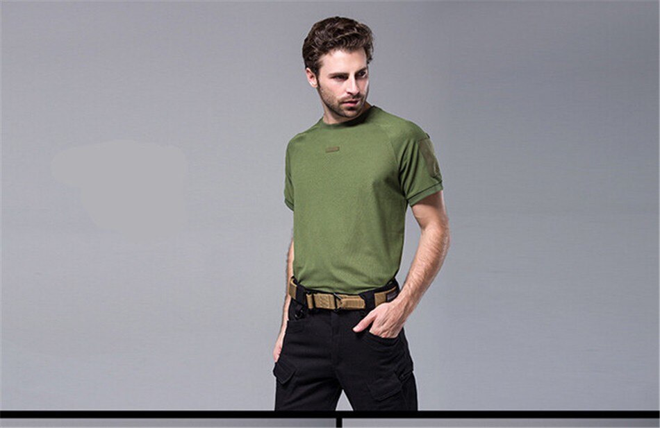 Outdoor Men Military T Shirts 2016 New Summer Army Quick Dry Sports Black Green Brown Shorts Tactical Tees Tops For Male