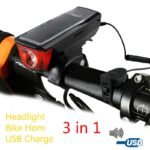 Linterna Bicicleta Solar, recargables por USB con bocina, linterna Led  para ciclismo
